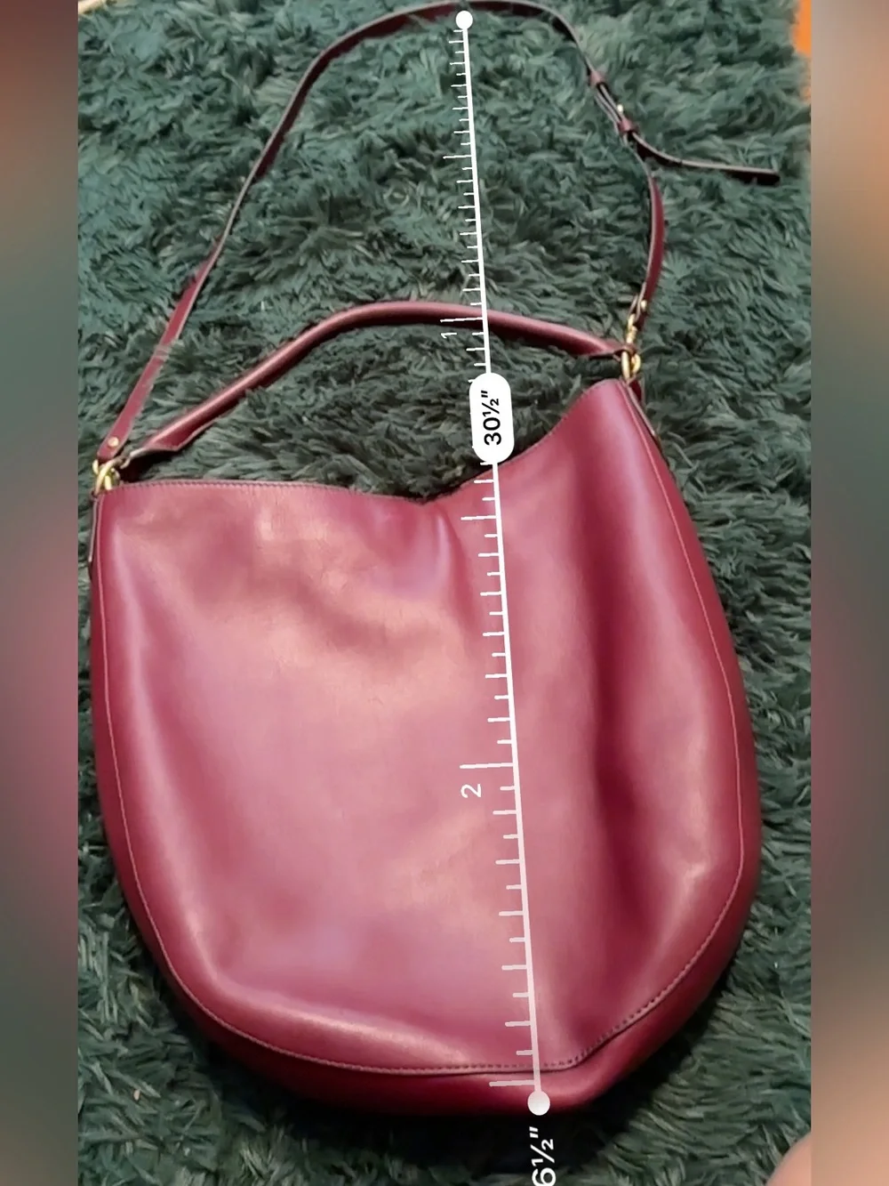 Tory Burch Miller Leather Hobo Bag Port Burgundy Gold Tassel